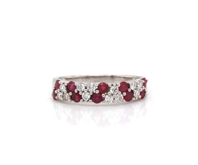 Delightful Ruby & Diamond Band in 18kt White Gold
