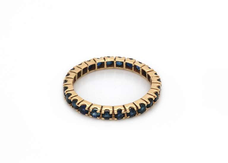 Cute Yellow Gold Blue Sapphire Eternity Band