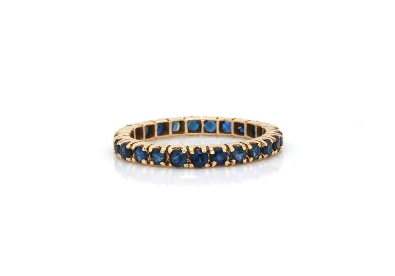 Cute Yellow Gold Blue Sapphire Eternity Band