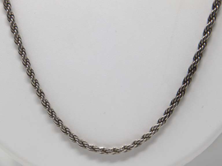 Vintage Sterling Silver Rope Chain Necklace