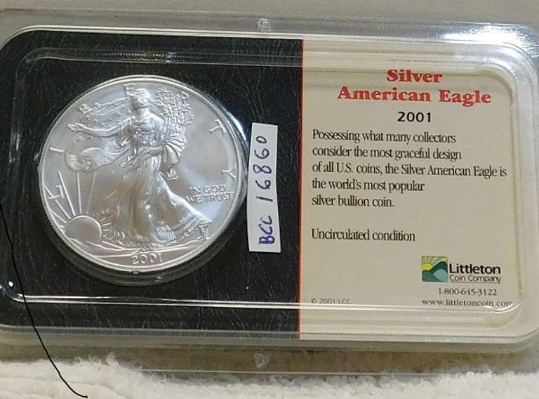 2001 Silver Eagle Cert Unc, Littleton