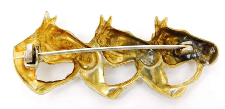 Vintage Sterling Trifecta Equestrian Brooch