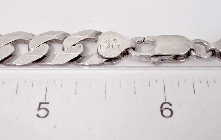 Heavy Sterling Silver Curb Link Chain Necklace.