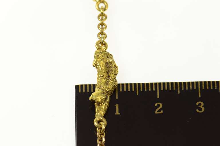 24K Yellow Gold Raw Textured Nugget Retro Statement Bracelet