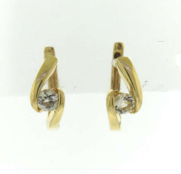 Amazing Cubic Zirconia Yellow Gold Huggie earrings