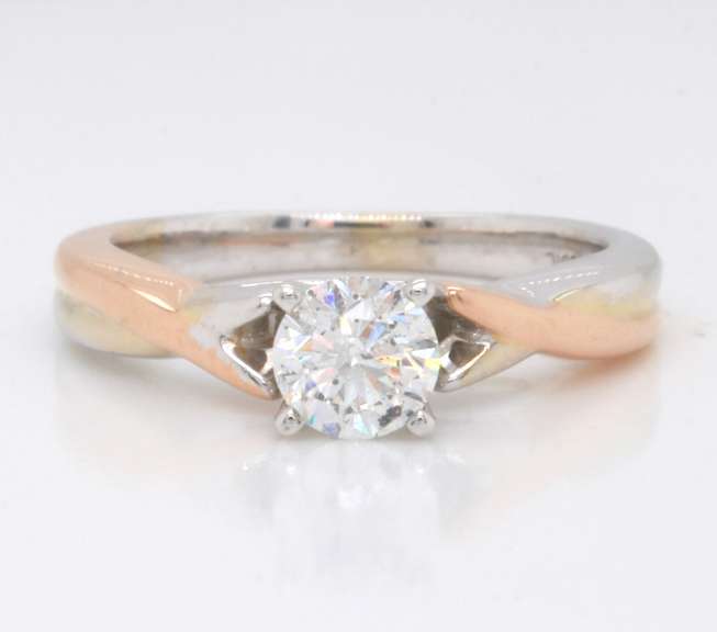 Powerful Two-Tone Gold 0.50CT Solitaire Diamond Ring