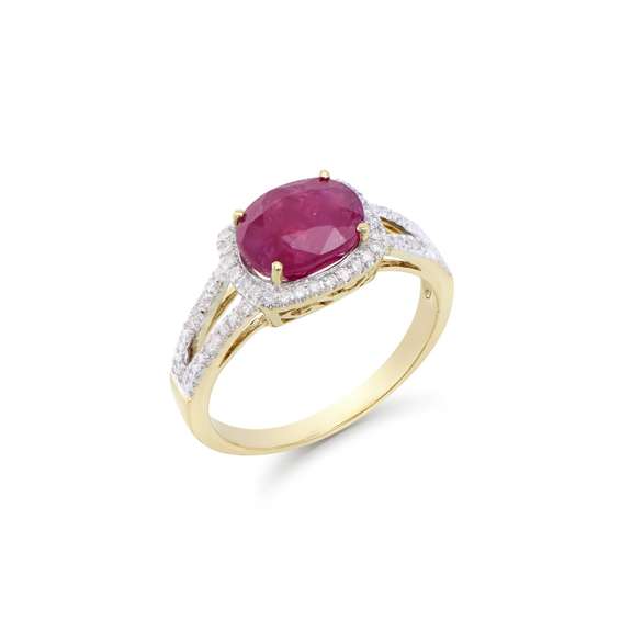 14KT Yellow Gold 2.05ct Ruby and Diamond Ring
