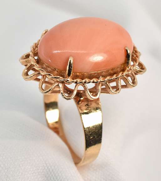Fashionable Estate Coral Ring