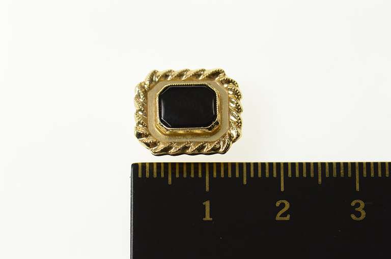 10K Yellow Gold Black Onyx Rope Trim Slide Bracelet Charm/Pendant