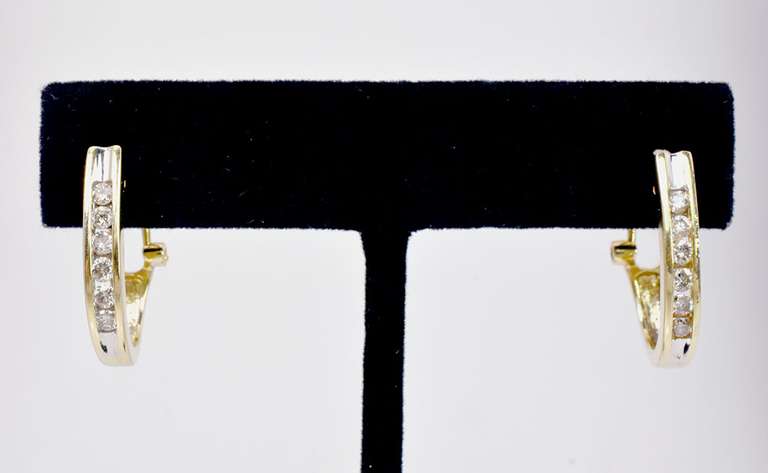J Hoop Diamond Earrings in 14KT