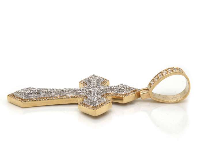 Extravagant 10kt Yellow Gold Diamond Cross Pendant