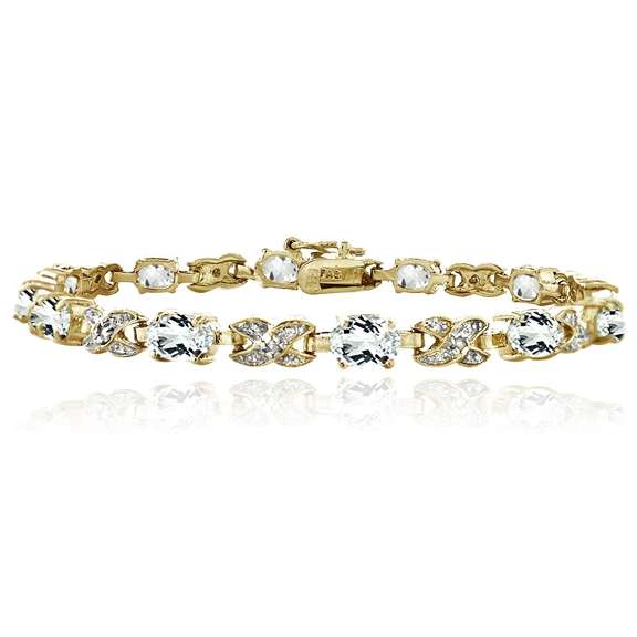 Gold Tone 7.15ct White Topaz & Diamond Accent X & Oval Bracelet
