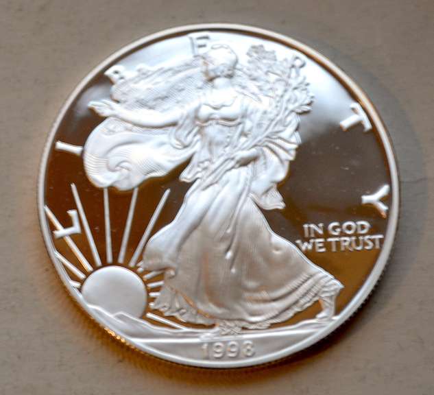 1998  Proof  Silver Eagle W Box And Paper