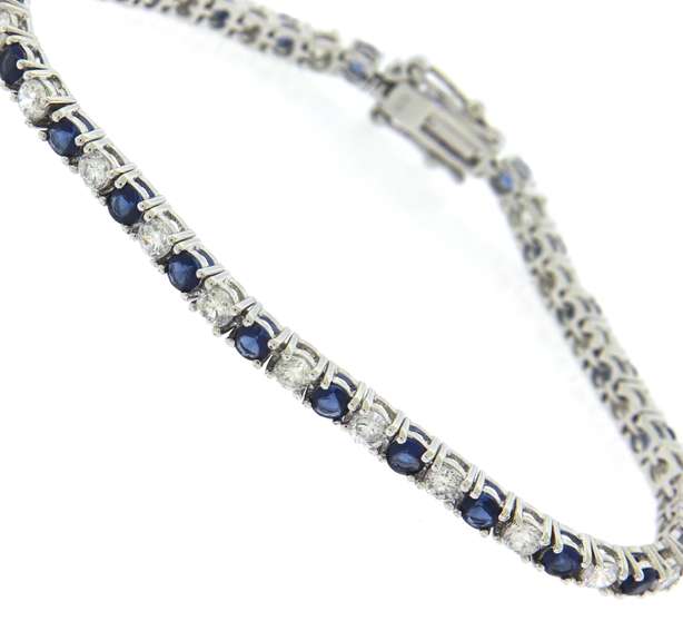 Sterling Silver Blue and White Stone Tennis Bracelet