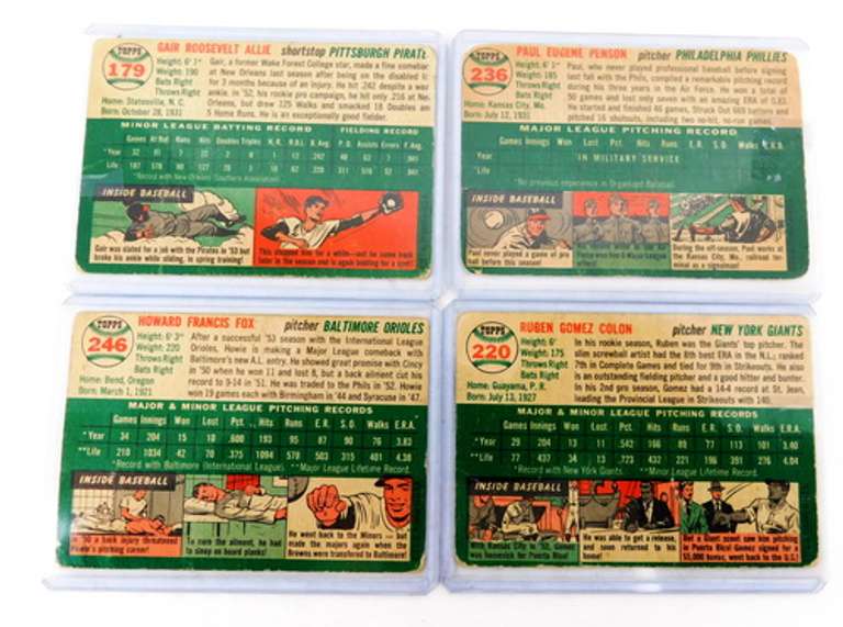 4 Topps 1954 Baseball Cards
