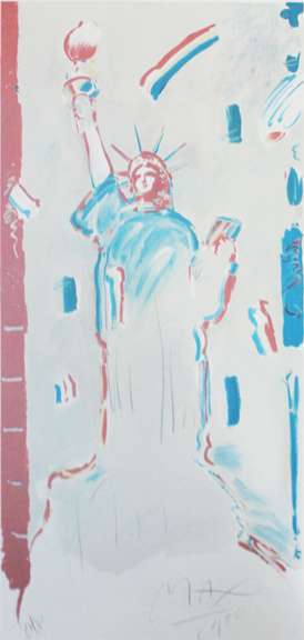 HAND SIGNED COLORED LITHOGRAPH BY PETER MAX STATUE OF LIBERTY