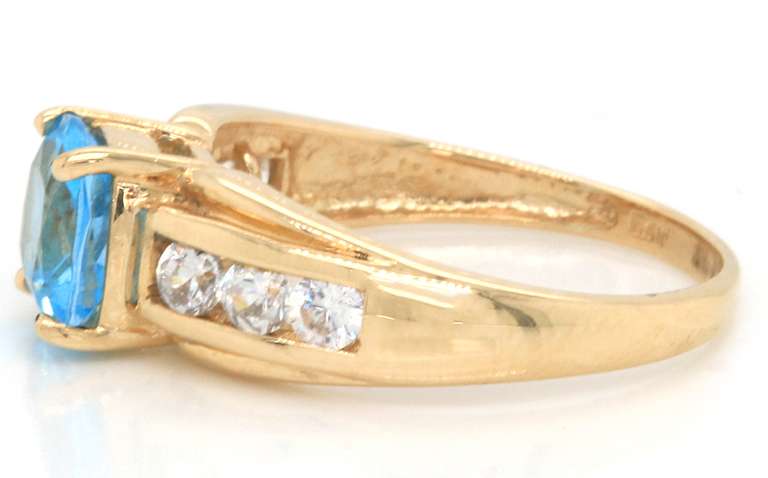 Gorgeous Yellow Gold Blue and White Stone Ring