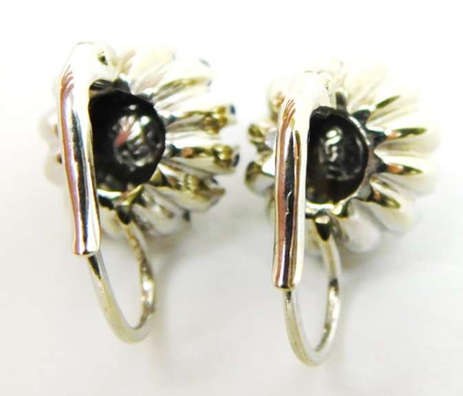 Exquisite 18K Pearls & Sapphires Pierced Earrings