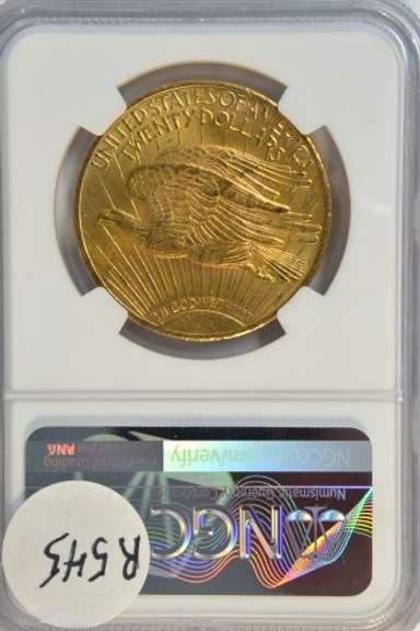 Near Gem BU 1908 No Motto St. Gaudens $20 Gold. NGC MS64