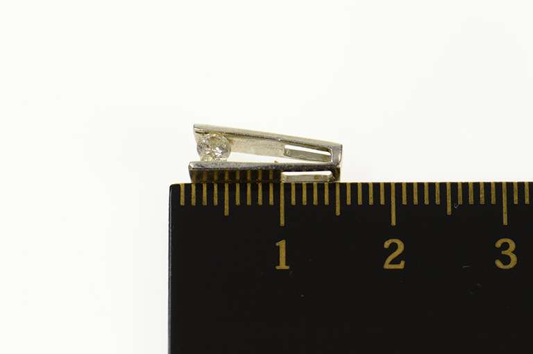 14K White Gold Diamond Squared Bar Inset Statement Pendant