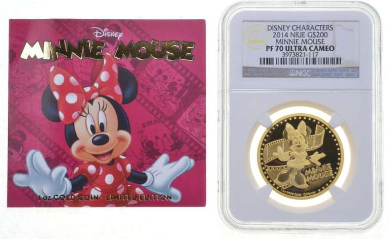 PF70 UCAM 2014 Niue $200 Gold - Minnie Mouse Disney Characters - NGC