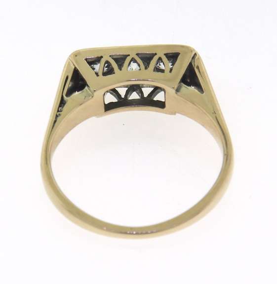 Vintage White Gold 3 Stone Euro Cut Diamond Ring