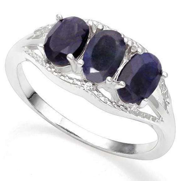925 STERLING SILVER OV 4*6 MM ENHANCED GENUINE SAPPHIRE WOMEN RING