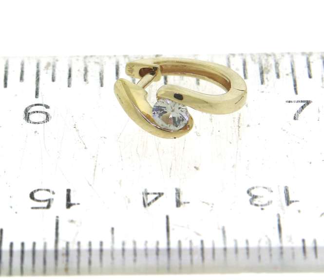 Amazing Cubic Zirconia Yellow Gold Huggie earrings