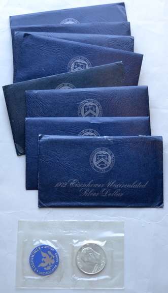 8 1972 Blue Pack Ike Silver Dollars