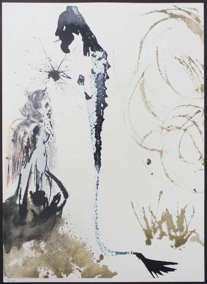 SALVADOR DALI ORIGINAL LITHOGRAPN IN COLORED FROM BIBLE SERIES   DALI IDOLUM NOMINE (AN IDOL BY THE NAME OF BAAL) PLATE 72