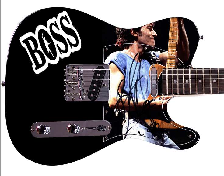 Bruce Springteen Autographed Live Concert Photo W Rare Sketch Guitar ACOA