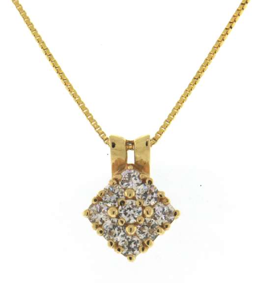 Italian Sterling Silver Diamond Shape CZ Necklace
