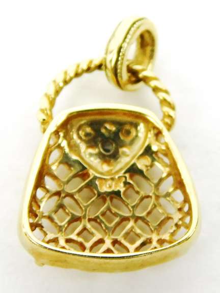 10K Gold Diamond Purse Pendant