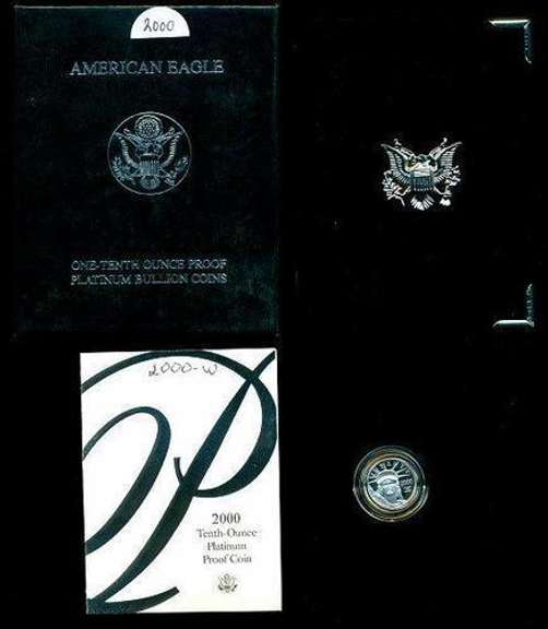 Deep Cameo PROOF 2000-W $10 Platinum Eagle. Box/COA