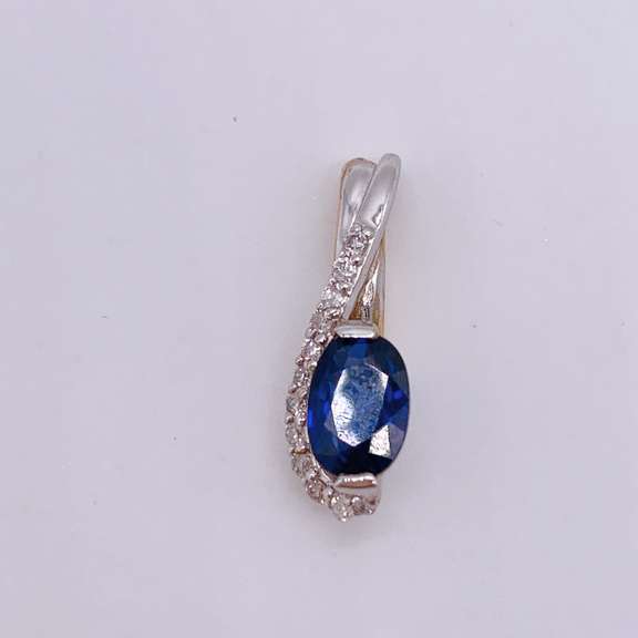 14kt Gold, Blue Sapphire, & Diamond Pendant