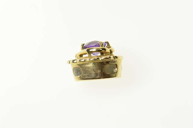 10K Yellow Gold Heart Amethyst Scalloped Slide Bracelet Charm/Pendant