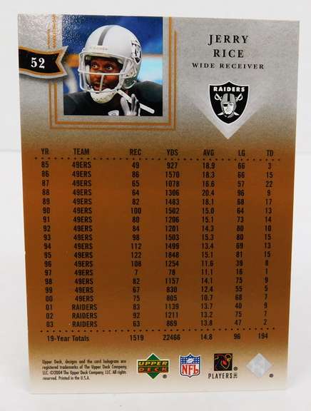 Jerry Rice 2004 Upper Deck Football Card