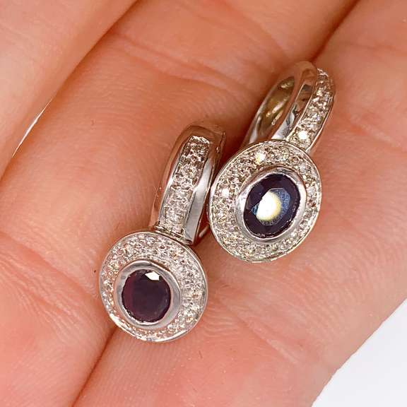 14kt Gold, Blue Sapphire & Diamond Earrings