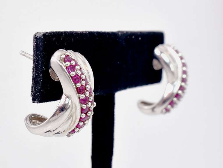 Ruby Sterling Silver Earrings