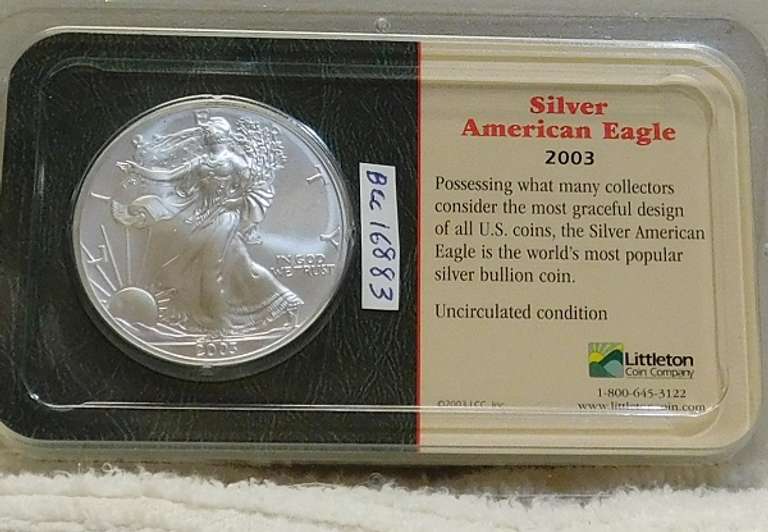 2003 Silver Eagle Cert Unc, Littleton