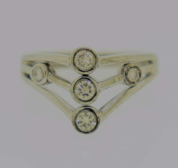 Dazzling White Gold Chevron Bezel Diamond Ring