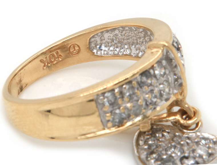 Favorite Yellow Gold Diamond Band w Heart Charm