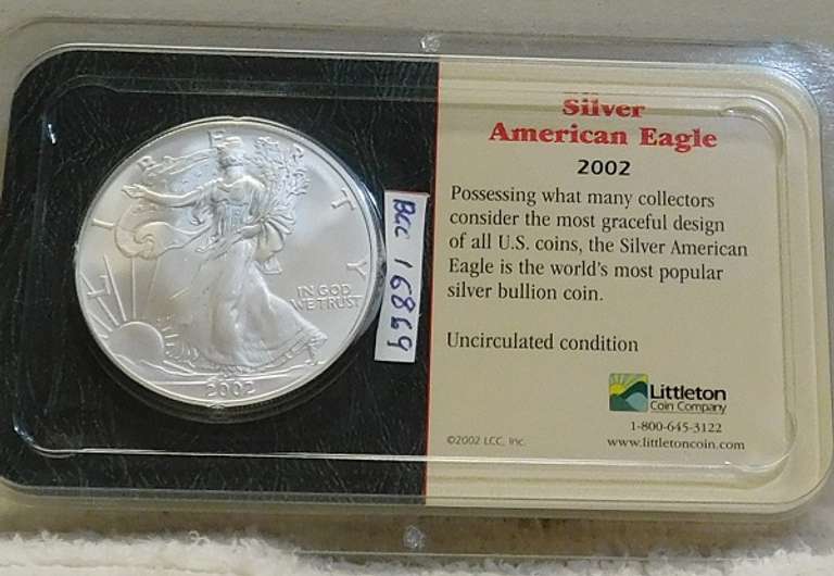 2002 Silver Eagle Cert Unc, Littleton