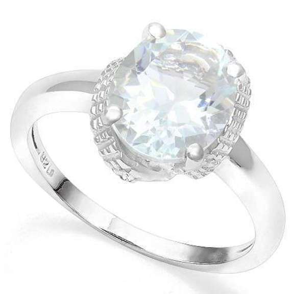 925 STERLING SILVER 2.08 CT AQUAMARINE & DIAMOND COCKTAIL RING