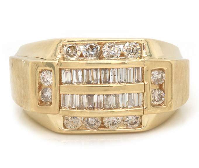 Masterpiece Yellow Gold Baguette and RBC Diamond Ring