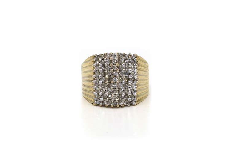 Pleasing Yellow Gold Diamond Wide Cluster Ring