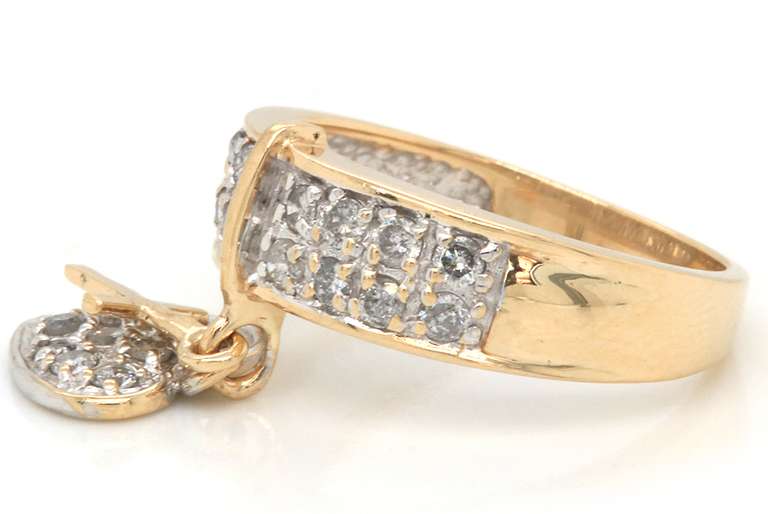 Favorite Yellow Gold Diamond Band w Heart Charm