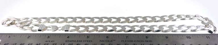Italian Heavy Sterling Silver Curb Chain Necklace
