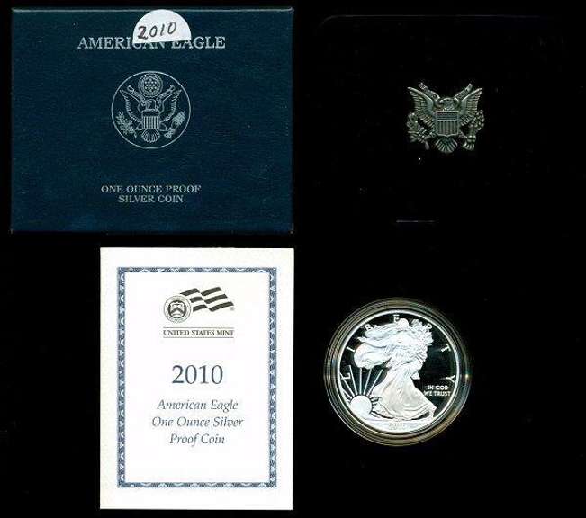 3 Diff. Superb Gem Cameo Proof Silver Eagles. Box/COA