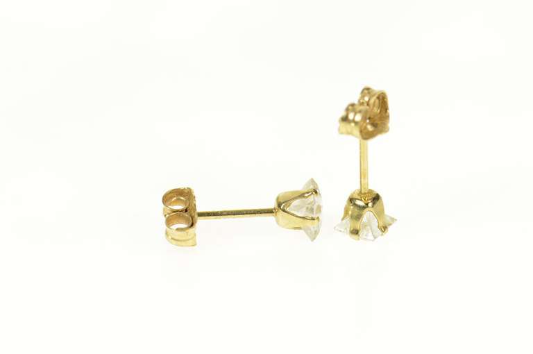 14K Yellow Gold Princess Squared Cubic Zirconia Stud Earrings